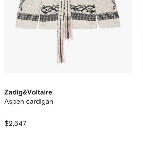 NWT Zadig & Voltaire Aspen Cardigan size M/L - Picture 3 of 5